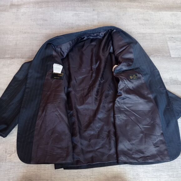 Galante Uomo Super 120s Wool 3 Button Blazer Size 58 Striped Grey Office - Picture 9 of 9